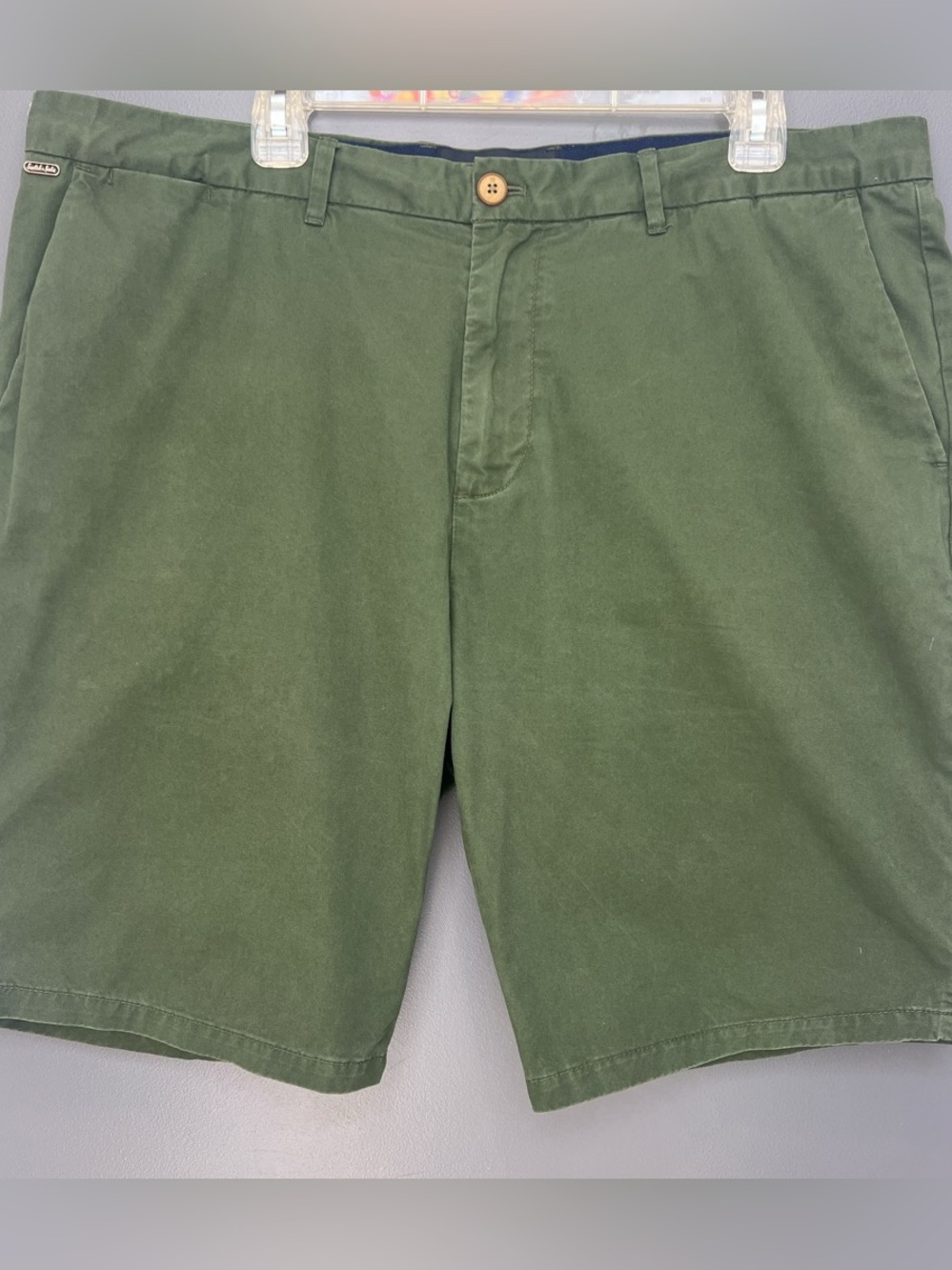 Scotch & Soda Olive Green Flat Front Cotton Shorts